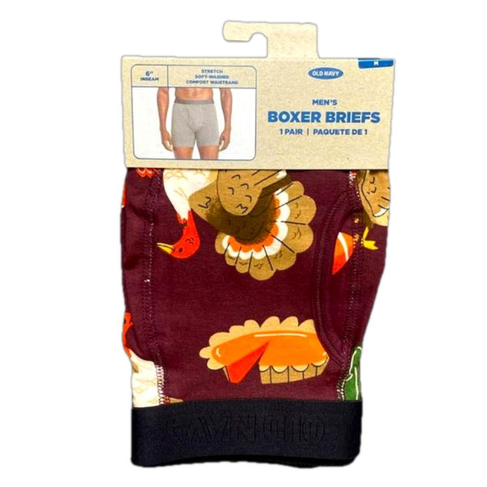 Mens Thanksgiving Turkey Boxer Briefs - Size Medium - Old Navy - NWT